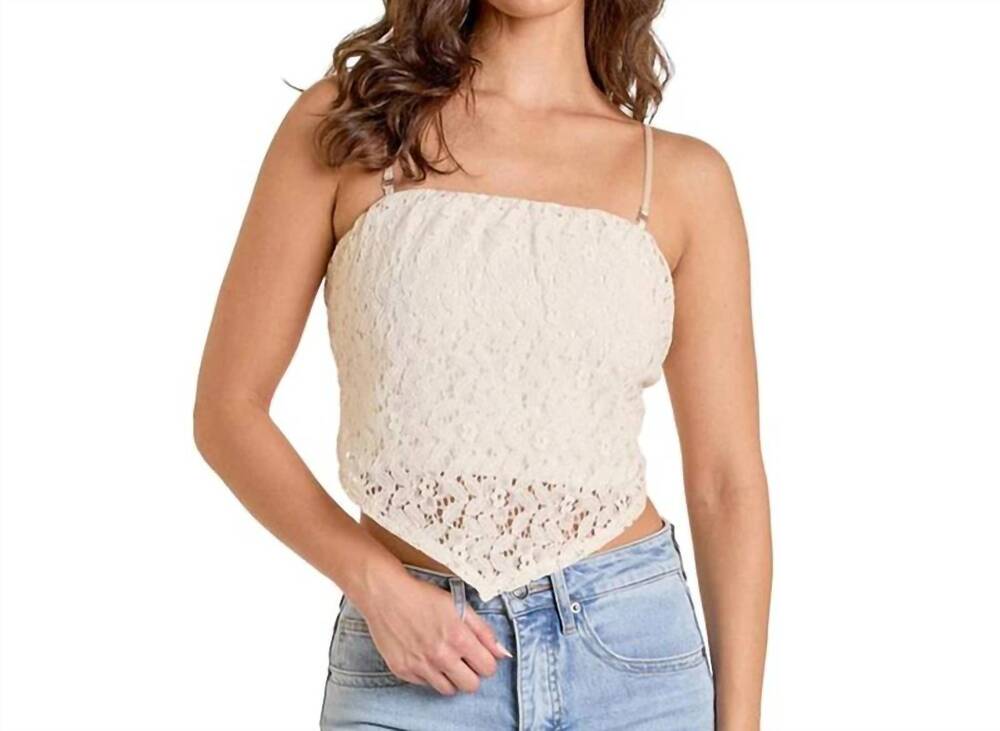 NEW ROCK & ROLL DENIM stretch lace bandana top in natural